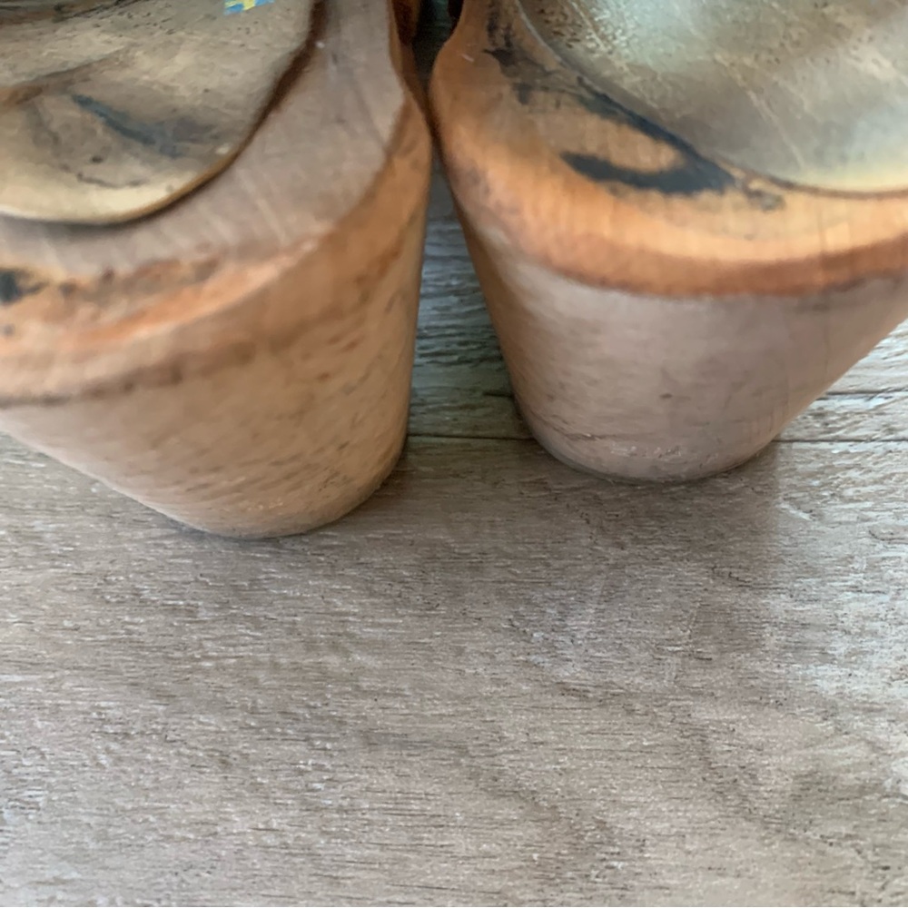 Lotta From Stockholm Wooden Block Heel Leather Buckle Clogs Sandals - Picture 11 of 14